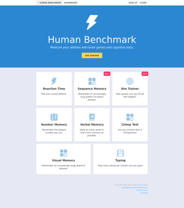 Human Benchmark - 能力测试网站，发现你的特长之处